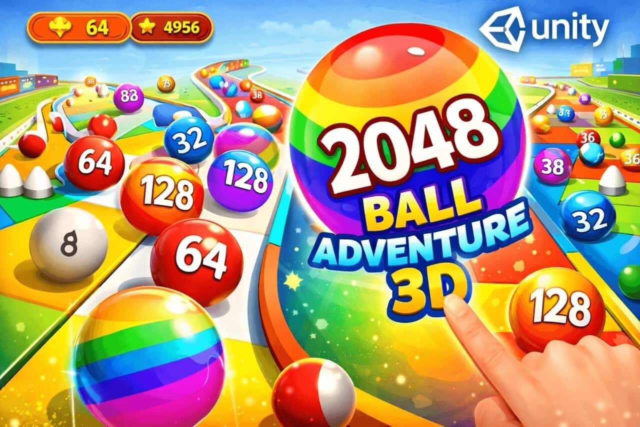 2048 Ball Adventure 3D – Hyper-Casual Runner & Number Merge Game source code