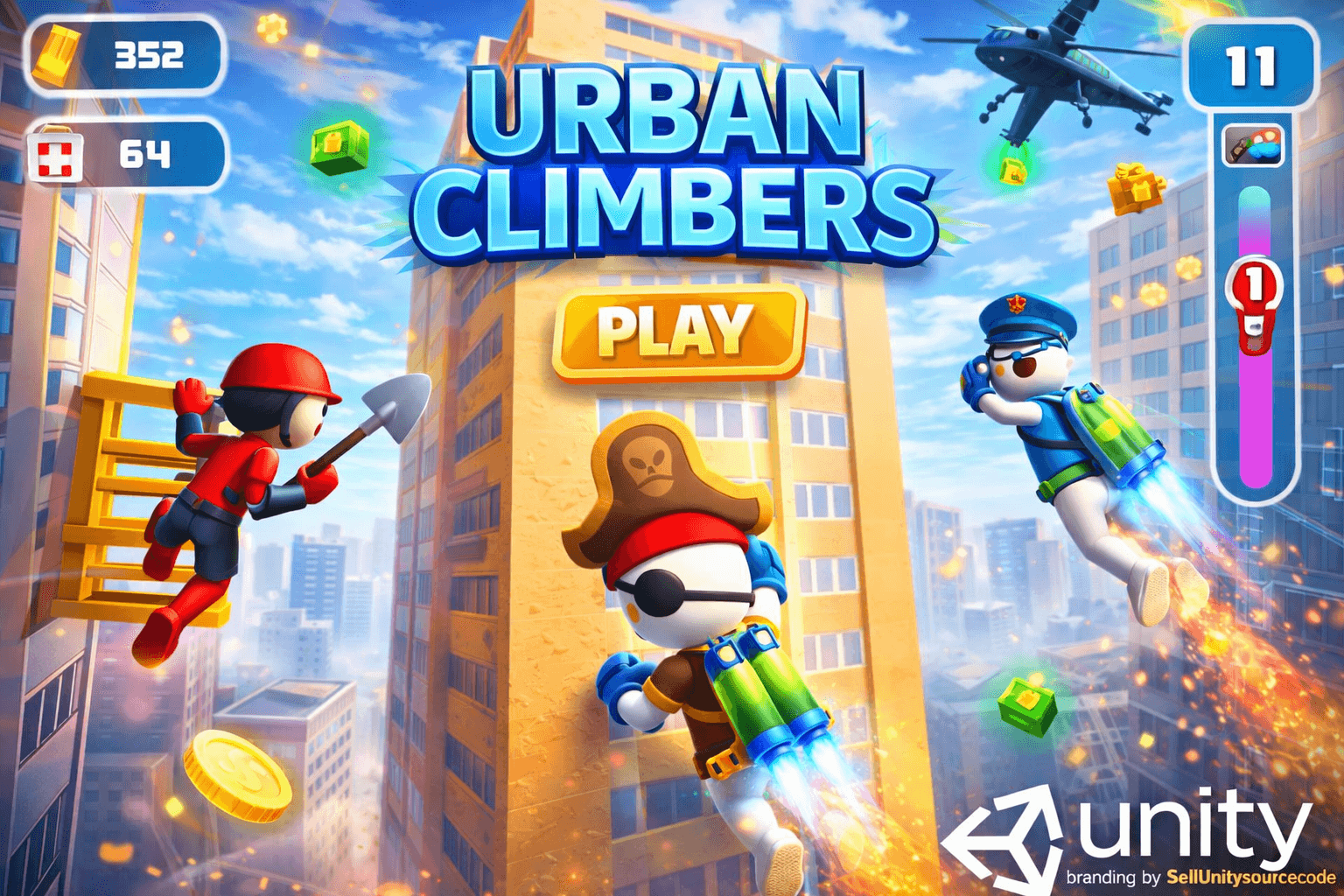 Urban Climbers – Endless Skyscraper Climb Unity Game Source Code source code